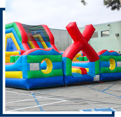 An inflatable jungle gym for a school event